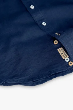 Camicia di lino per bambino di colore blu marino a manica lunga