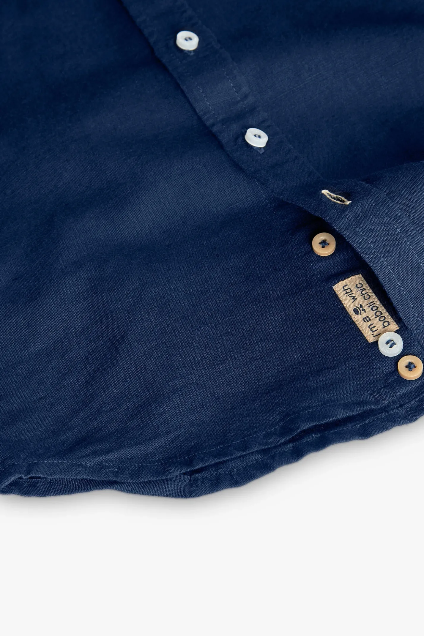 Camicia di lino per bambino di colore blu marino a manica lunga