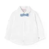 Camicia di lino per neonato in bianco con papillon