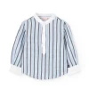 Camicia di lino per neonato a righe in blu e bianco