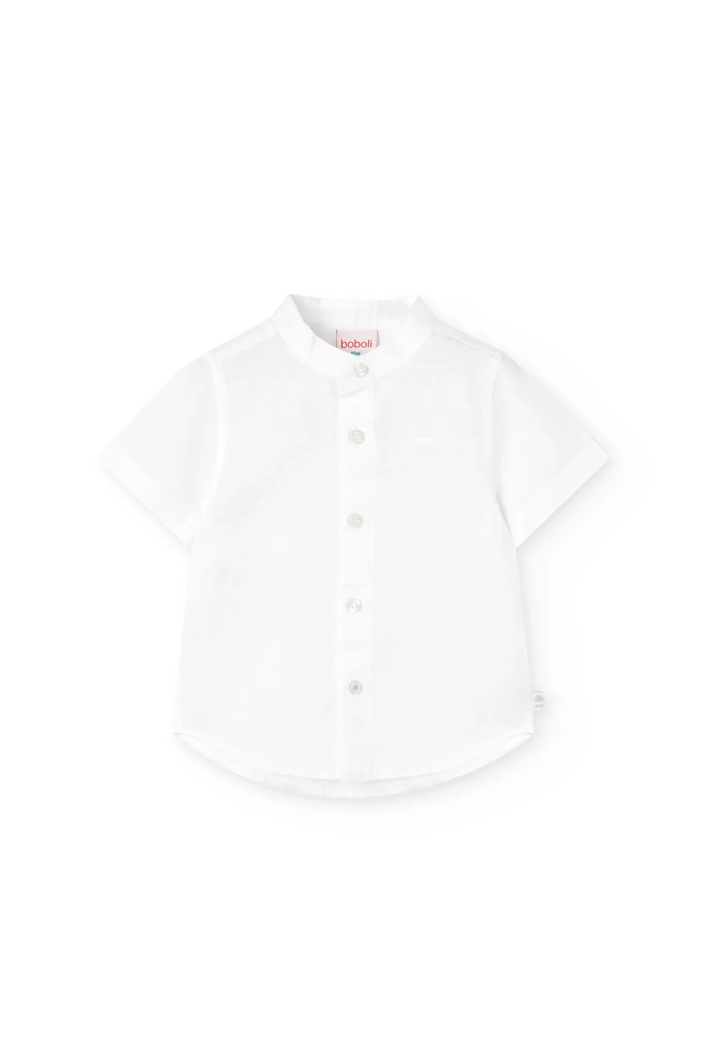 Camicia di lino per neonato a maniche corte in bianco
