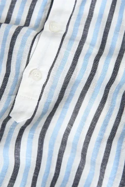 Camicia di lino per neonato a righe in blu e bianco