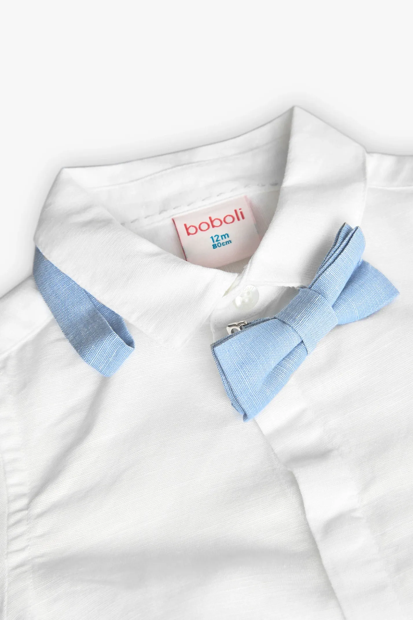 Camicia di lino per neonato in bianco con papillon