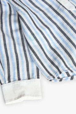 Camicia di lino per neonato a righe in blu e bianco
