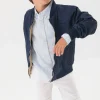 Camicia di popeline per bambino a righe blu