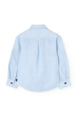 Camicia di popeline per bambino a righe blu