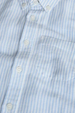 Camicia di popeline per bambino a righe blu