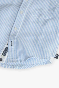 Camicia di popeline per bambino a righe blu