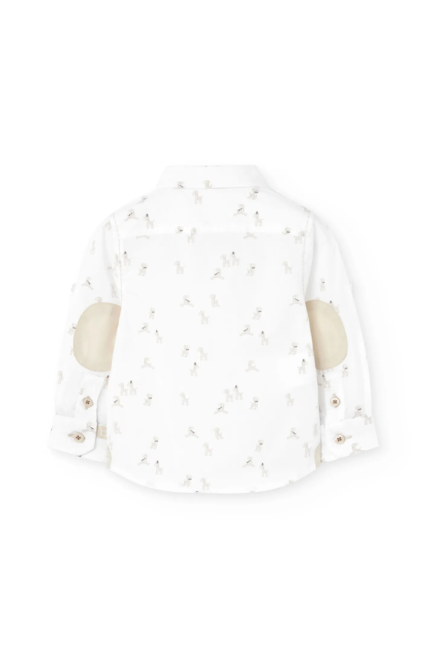 Camicia di popeline per neonato in colore bianco con stampa