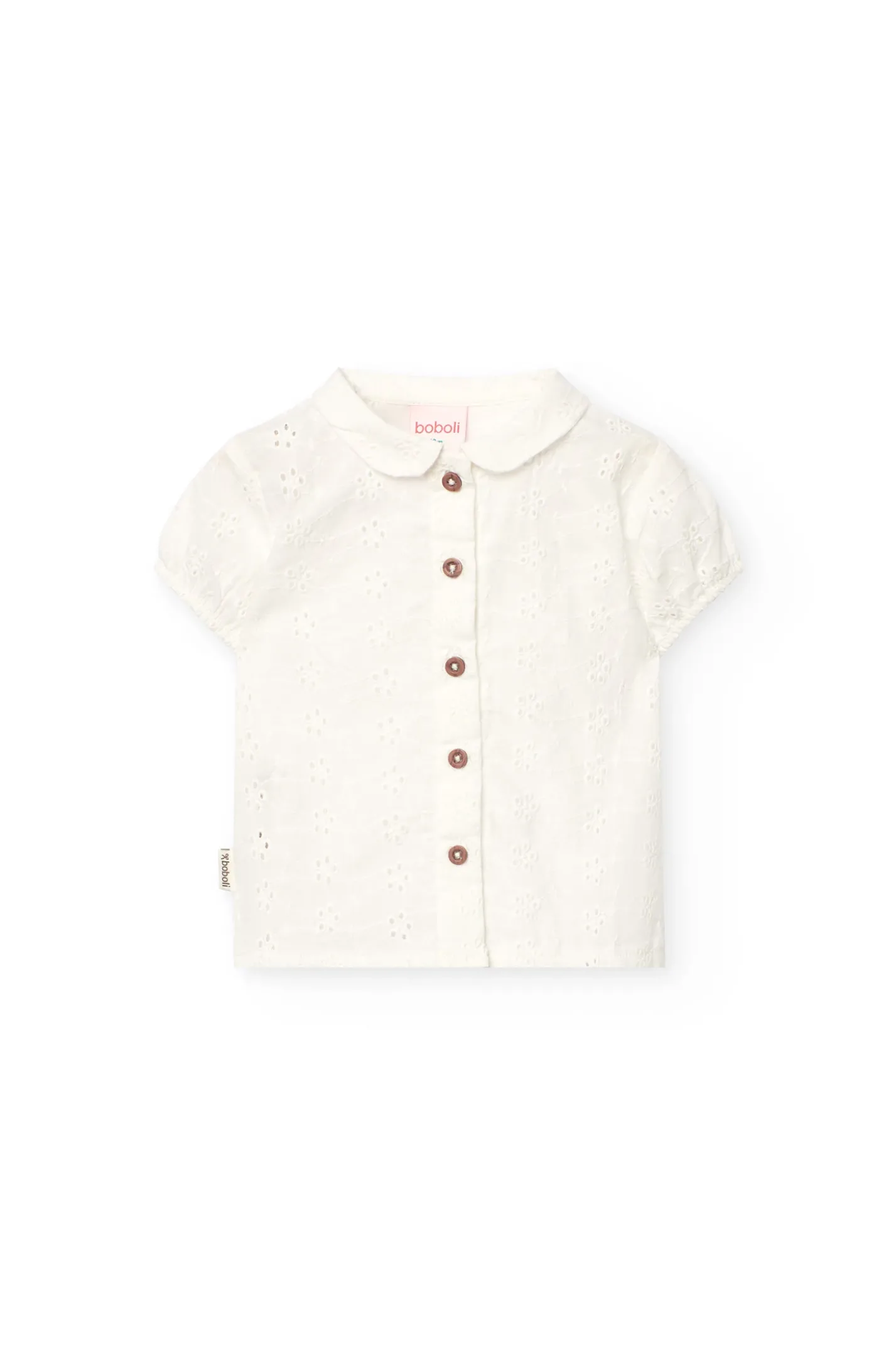 Camicia in popeline per bambina in colore bianco con ricamo