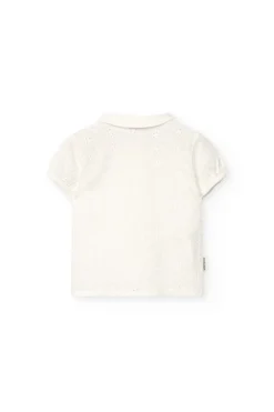 Camicia in popeline per bambina in colore bianco con ricamo