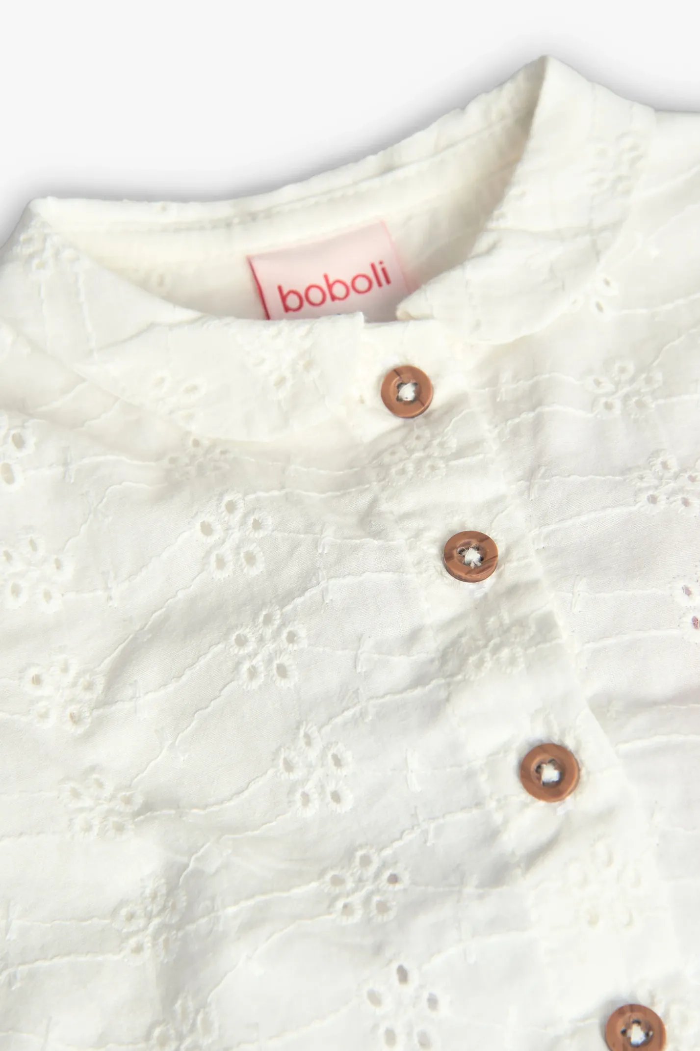 Camicia in popeline per bambina in colore bianco con ricamo
