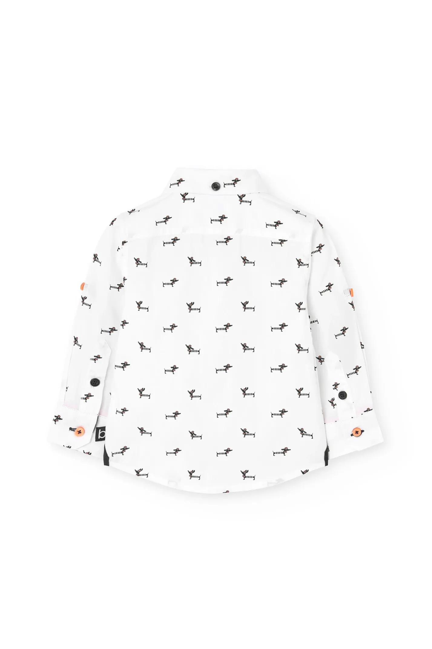 Camicia in popeline per neonato con stampa in colore bianco