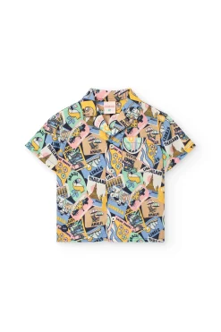 Camicia in popeline per neonata con stampa