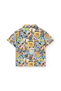 Camicia in popeline per neonata con stampa