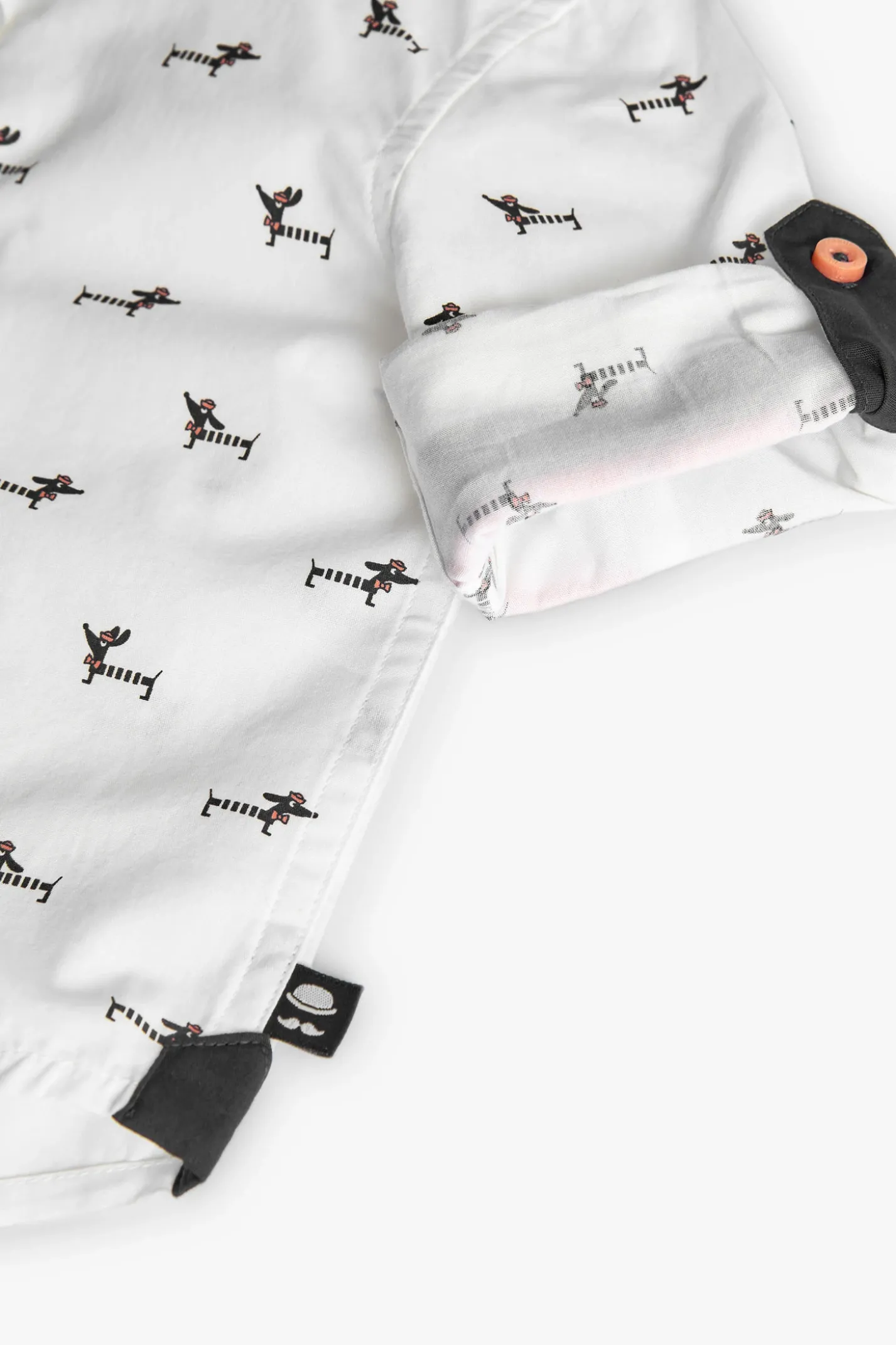 Camicia in popeline per neonato con stampa in colore bianco