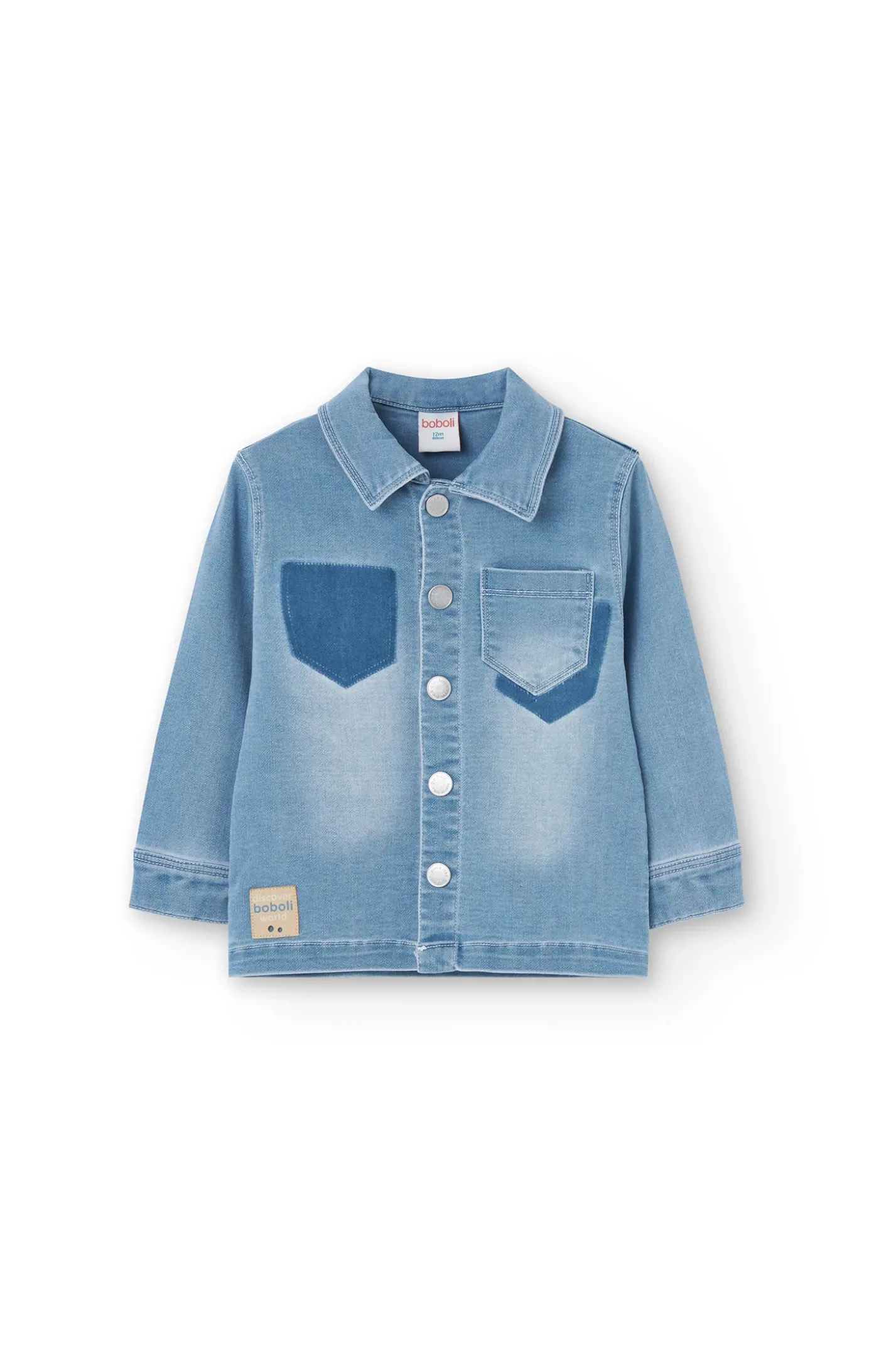 Camicione in denim a maglia per neonato in colore BLEACH