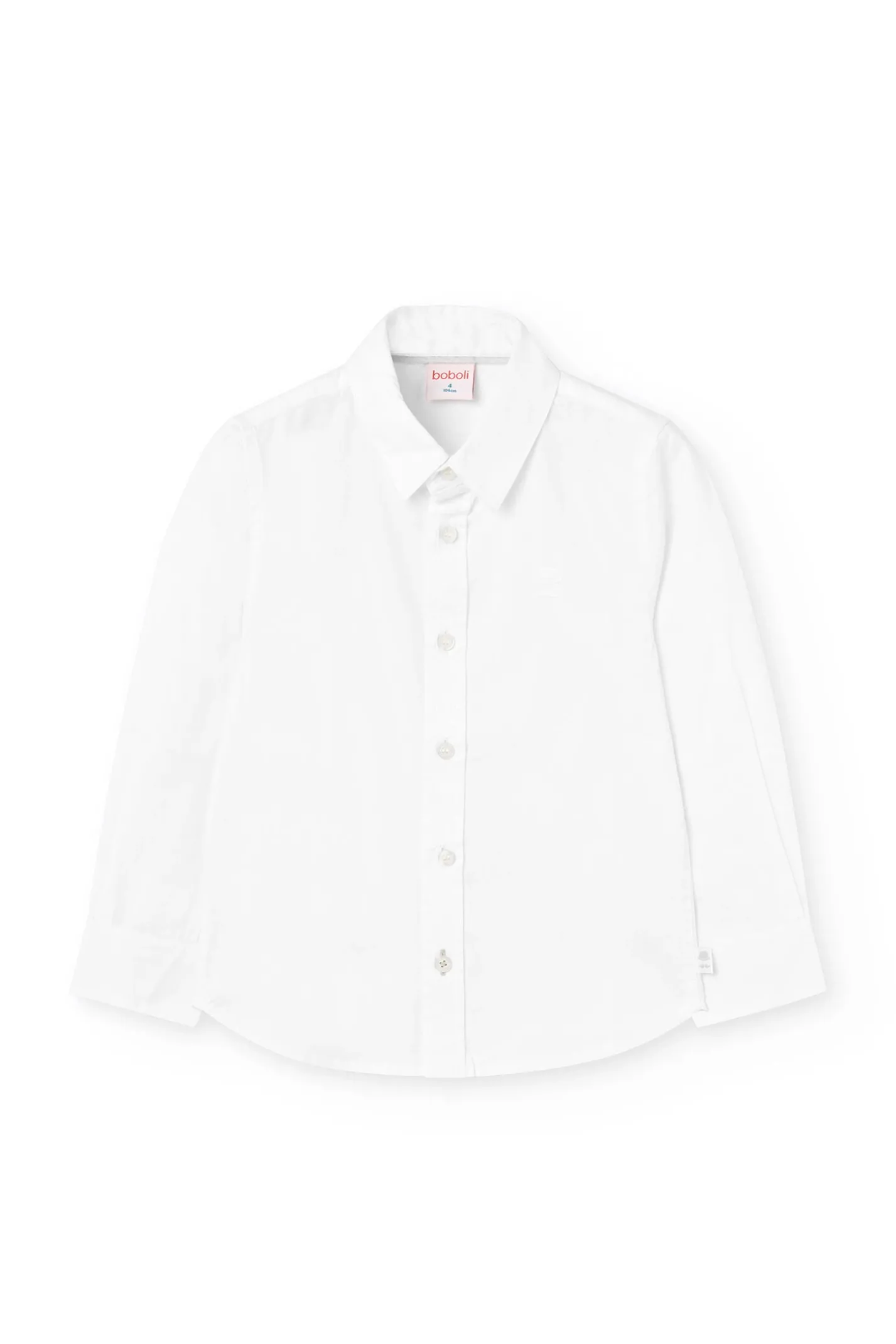 Camisa oxford para niño de manga larga en blanco