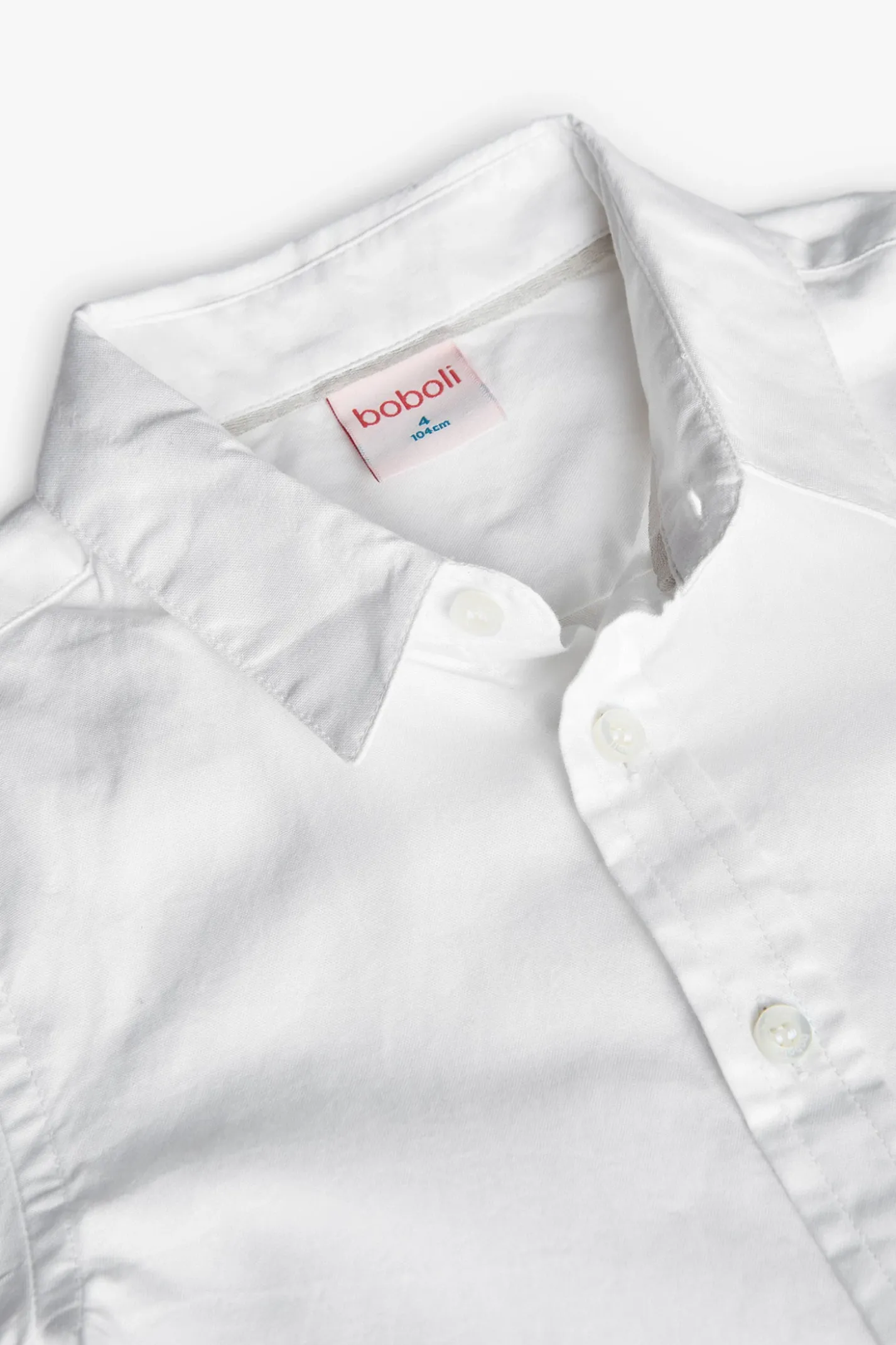 Camisa oxford para niño de manga larga en blanco