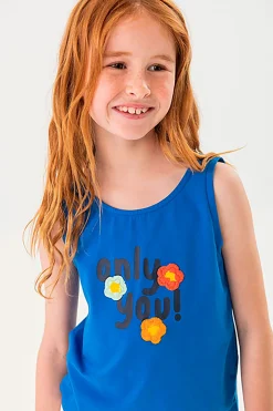Canotta a maglia per bambina in blu