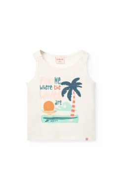 Canotta a maglia per bambina in bianco