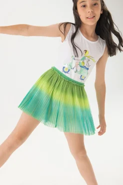 Canottiera a maglia per bambina di colore bianco.