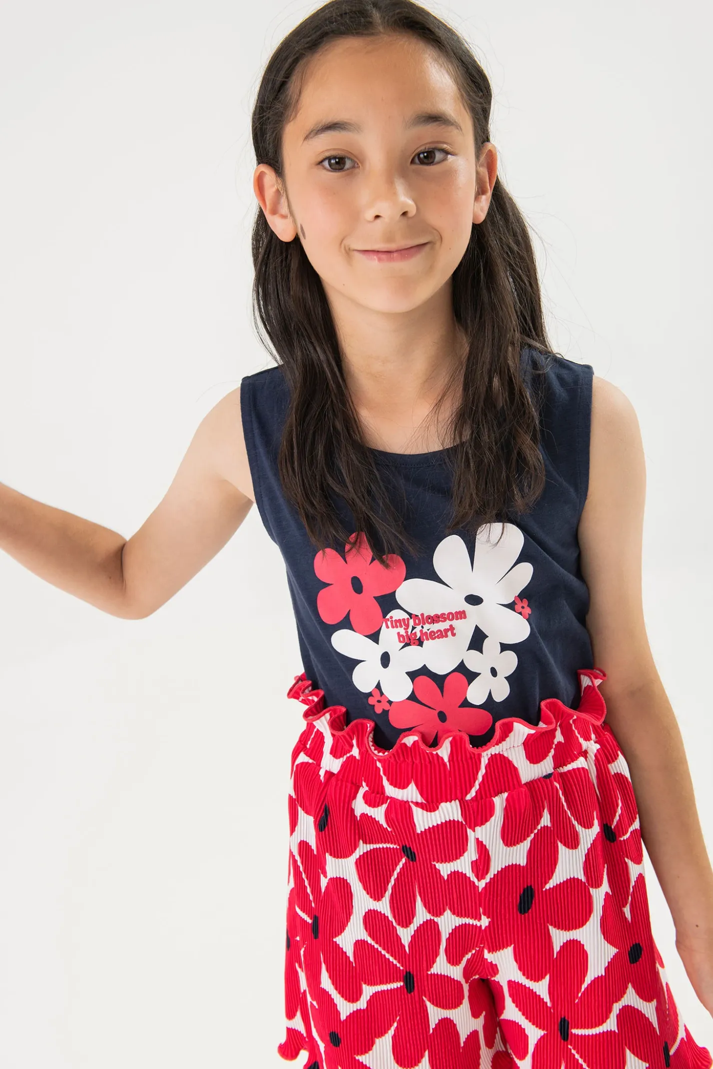 Canottiera a maglia per bambina in blu navy.