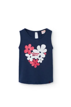Canottiera a maglia per bambina in blu navy.