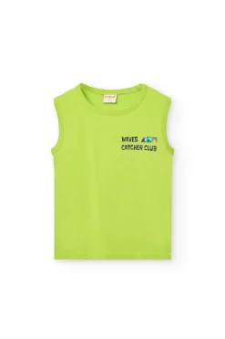 Canottiera a maglia per bambino in colore verde