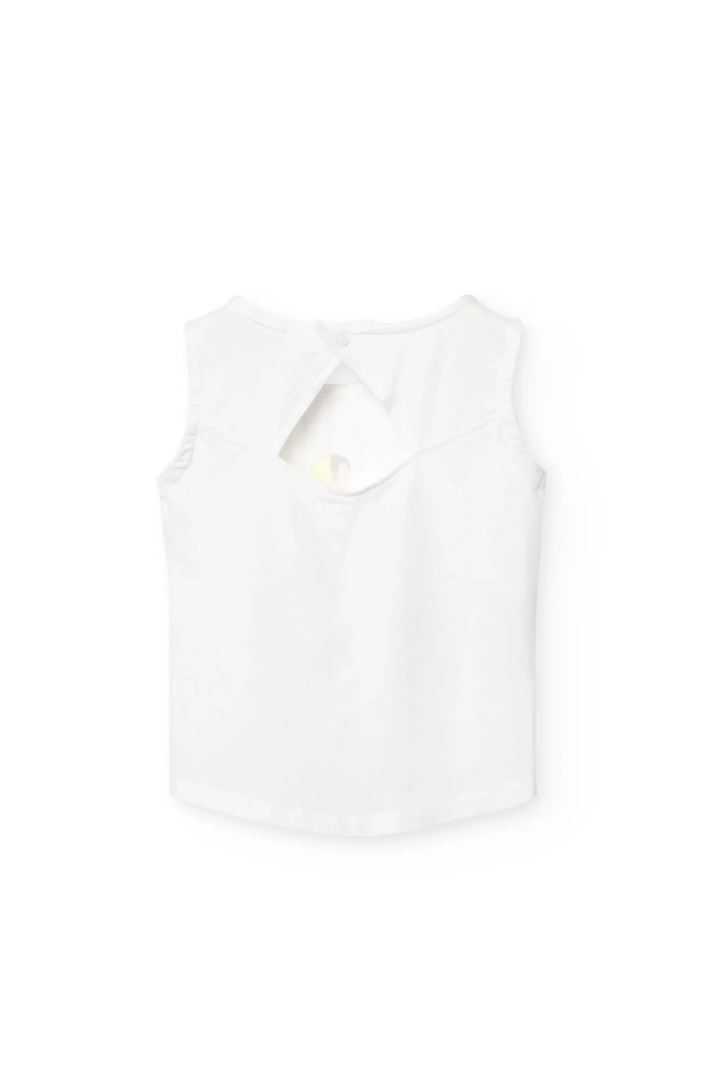 Canottiera a maglia per bambina di colore bianco.
