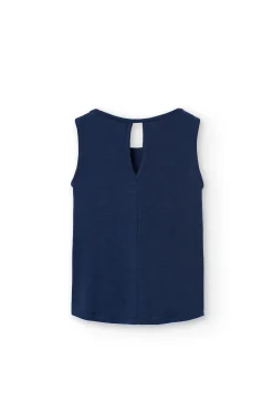 Canottiera a maglia per bambina in blu navy.