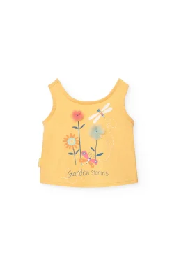 Canottiera a maglia per neonata in giallo