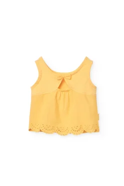 Canottiera a maglia per neonata in giallo