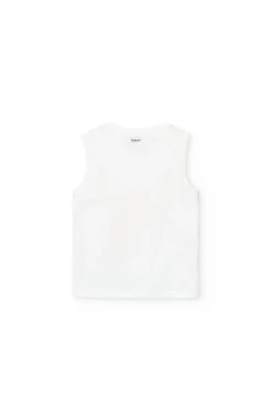 Canottiera in maglia per neonato di colore bianco