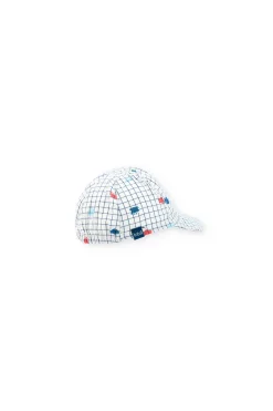 Cappellino di popeline per bambino con stampa a quadri