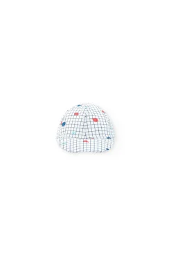 Cappellino di popeline per bambino con stampa a quadri