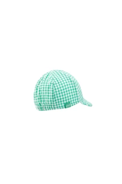Cappellino in popeline per bebè a quadri verdi
