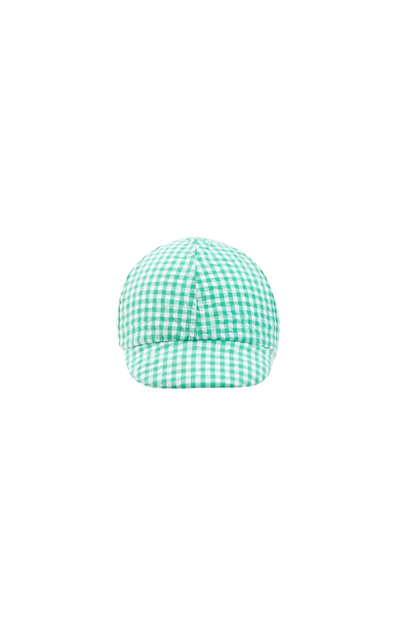 Cappellino in popeline per bebè a quadri verdi