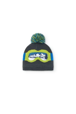 Cappello in maglia per bambina in grigio con occhiali