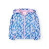 Cardigan per bambina con stampa floreale in colore blu.