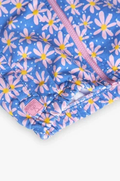 Cardigan per bambina con stampa floreale in colore blu.