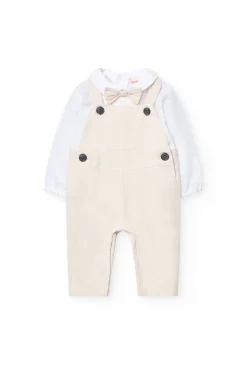 Completino in lino a maglia per bambino colore beige