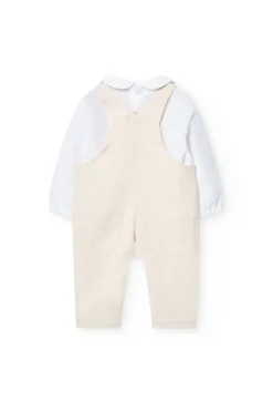 Completino in lino a maglia per bambino colore beige