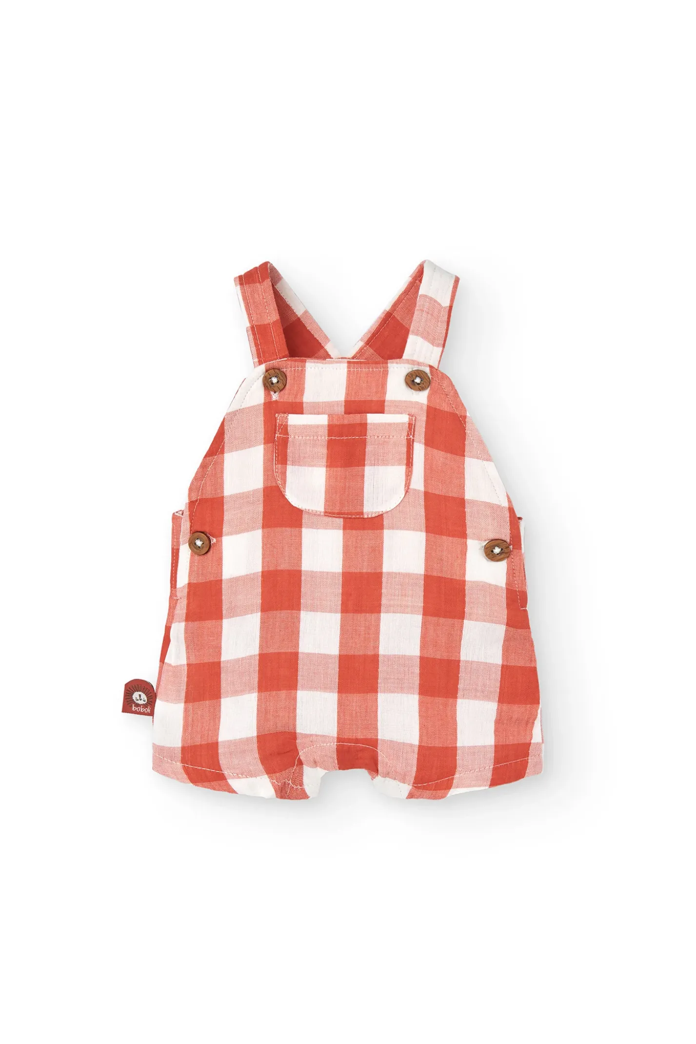 Completo coordinato in maglia per neonato in arancione e bianco con motivo a quadri.