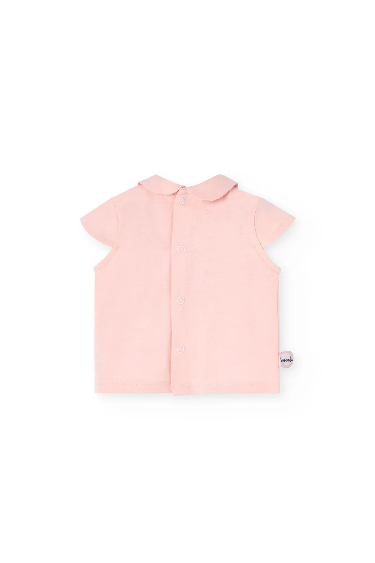 Completo coordinato in maglia per bambina in rosa con stampa di coccinella.