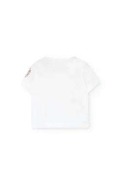 Completo coordinato in maglia per neonato in arancione e bianco con motivo a quadri.