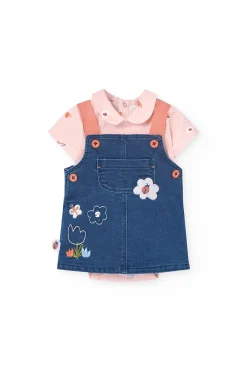 Completo di abito in maglia per bambina con stampa