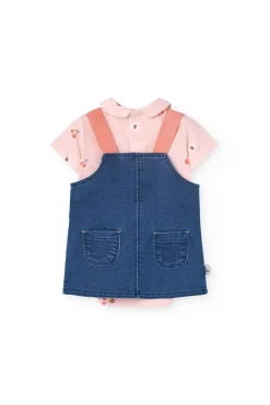 Completo di abito in maglia per bambina con stampa