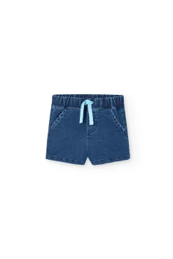Completo di maglietta a maglia per neonato in colore blu con stampa