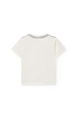 Completo di maglietta e pantaloncini in maglia per bambino in colore bianco.